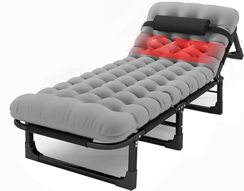 Klappbares Campingbett mit Matratze, tragbares Campingbett für Erwachsene, robuste 350S-Schlafbetten mit Polster und Kissen, tragbare Oxford-Reisebetten für Camping im Freien, Strand, Büro,