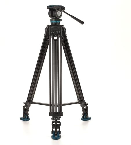 Benro KH26PC Video Tripod with Head, 15lb Payload, Continuous Pan Drag, Anti-Rotation Camera Plate (KH26PC)