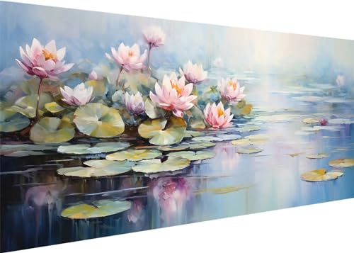 Seerose Diamond Painting Erwachsene Groß XXL 120x60cm, DIY 5D Diamant Painting Bilder kinder Malen Nach Zahlen Set, Diamond Art Full Diamant Malerei Kunst Basteln für Home Wand Dekor D-408