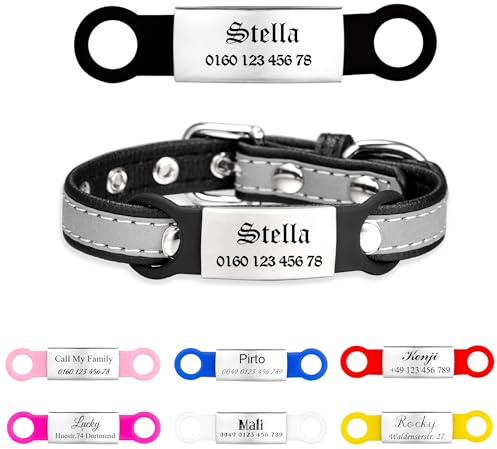 2er Schwarz Silikon Hundemarke mit Gravur zum Aufschieben Personalisiert Hundeanhänger Namensschild für Hundehalsband Haustier Marke Pet Tag ID Anhänger,S
