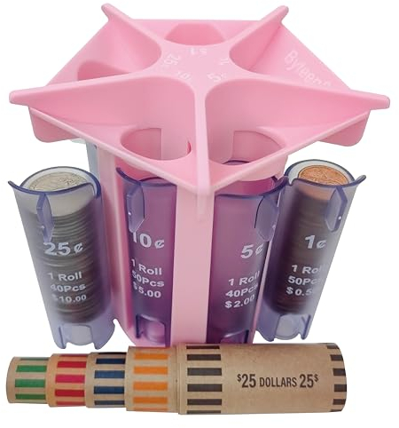 Byteen8 Münzroller, Münzzähler, Münzsortierer mit Münzhüllen, Wechselsortierer, Münz-Organizer und Münzhalter, sortieren Sie Ihr Taschengeld und Münzgeldbörse, schnell und präzise