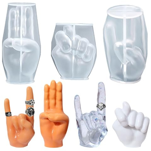 JS MOLD Kerzenform Silikon 3D-Hand-Finger Silikonform Kerze,Hände Geste Epoxidharz Formen Gießform, Handgemachtes Kerzenherstellung Set,für DIY Seifen, Kerzen, Gips, Heimdekoration
