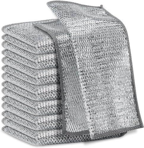 2024 New Double Layer Multipurpose Wire Dishwashing Rags - Non-Scratch Metal Wire & Microfiber Scrubbing Pads for Wet/Dry Use - Ultimate Kitchen Cleaning Cloths (20PCS)