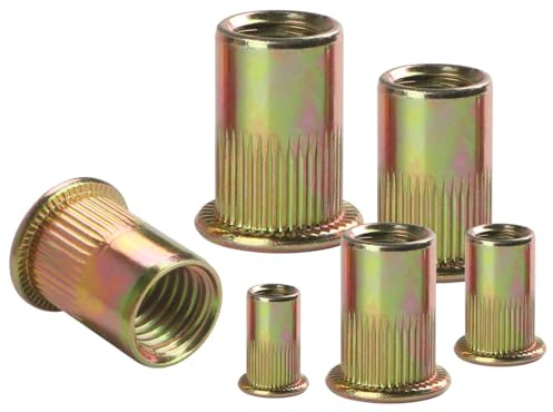 BOUMVID Nietmuttern M3, 100 Stück Verzinkt Kohlenstoffstahl Nietmutter Innengewinde Rundef Flachkop Rivet, Verwendet Einnietmutter Gewindenieten Einnietmuttern Hülsenmutter für Rohre, Metallplatten