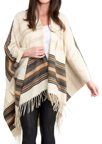 Howard's Ponchos für Damen – verschiedene Wickeln, gemütlicher Damen-Poncho-Schal, Wickeltücher und Schals für kaltes Wetter, Einheitsgröße, Tigerauge gestreift, Einheitsgröße
