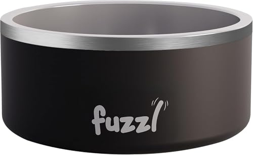 Fuzzl Titan - Ciotola per cani da 17 cm, colore nero opaco, isolamento termico, per interni ed esterni, con base in gomma ultra aderente, ciotole versatili per cani e ciotola per l'acqua per cani per
