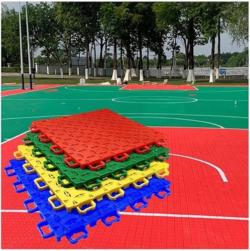 Pavimentazione esterna ad incastro per campo da basket, 25 x 25 cm, superficie modulare, resistente alle intemperie, facile da pulire, 10 m2/160 pezzi, verde