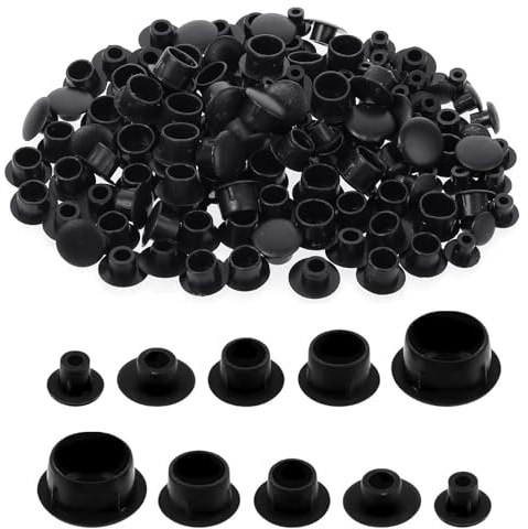160 Stück Abdeckkappen Schrauben, Bohrloch Lochstopfen Möbel Schraubenabdeckung,Lochabdeckung Bohrloch Abdeckkappen,für alle Arten von Möbeln Nagellöcher Bohrungen (5mm/6mm/8mm/10mm). (Schwarz)