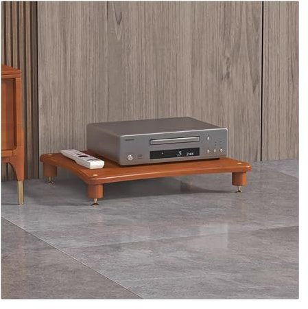 Mueble hifi mueble tocadiscos Soporte para medios audiovisuales Estantería para audio y video con ruedas universales Estante para consola de videojuegos Estantes ajustables para torre de audio(Teak,60