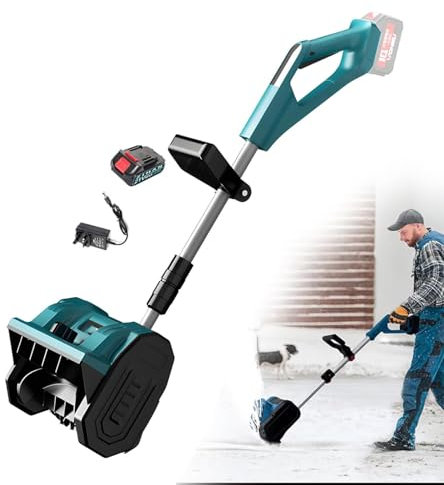 Quitanieves de empuje manual, quitanieves eléctrico de 1200 W con motor sin escobillas, ancho de barrido de 31 cm, pala de nieve automática para patio, granja ()