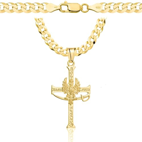 AMAR OPRAVA goldkette herren mit kreuz 585, Kette Herren 925/585 - kreuz kette herren gold 585 massiv - 5 mm, Kreuz Kette - Goldkette Kreuzkette - panzerkette gold 585