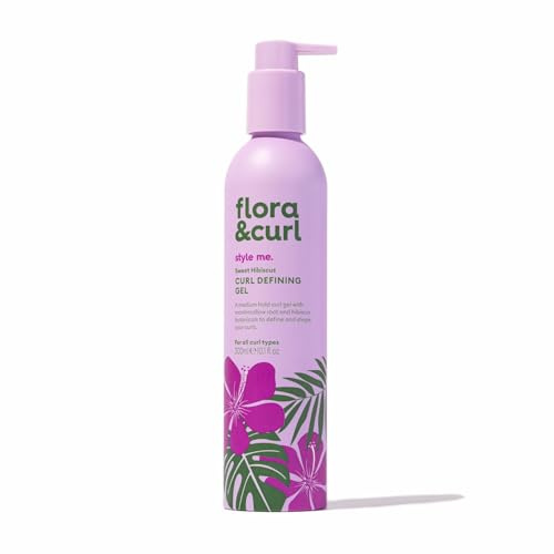 Flora & Curl Sweet Hibiscus Curl Defining Gel | Award-Winning Botanical Styling Gel with Marshmallow Root, Rice Protein, Hibiscus Extract, Grapeseed & Sweet Almond Oil | for All Curl Types | 300ml