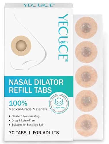 70 Pezzi Cerotti Nasali Magnetici, Cerotto Nasale Magnetico - Strisce Nasali Resistenti al Sudore e Sicure per la pelle - Sonno e Russamento (Ricarica)