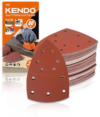 KENDO Schleifpapier Set 60-tlg.-Klett Dreieckschleifer 10x 40/60/80/120/180/240
