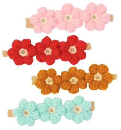 PERSELOSO Cerchietto per Chioma Fiori in Cotone Nylon, 4 Pezzi, Decorazione Delicata per Neonata e Bambina, per Feste in Costume e Spettacoli