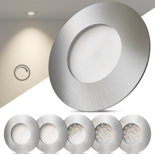 Scandinavian home 6er Set LED Einbaustrahler 230V Dimmbar - LED Spots 230V Warmweiß 3000K, 470 lm, CRI 90+, 68mm Lochmaß - IP44 Badezimmer Geeignet - Deckenspots Aluminium, Deckenleuchte Spot