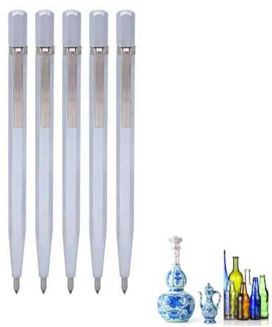 Gsycle Lot de 5 stylos à graver en tungstène, pointe en carbure, portable, marqueur métallique pour verre, céramique, diamant, bois, cuir, outil de marquage