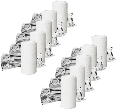 Benda Ossido di Zinco (Pacco da 5, 10 o 20 pezzi) 5mt x 10cm per Ulcere, Edemi, Ematomi, Traumi - Lenitiva Rigida - Bendaggio Professionale (Pacco da 10)