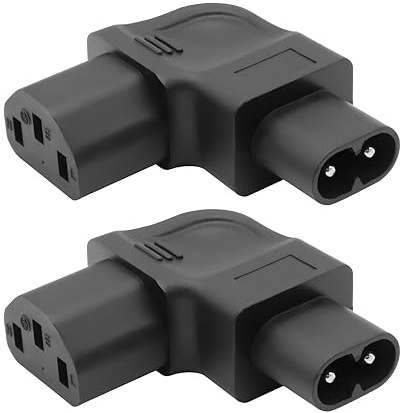 MEIRIYFA Adattatore di alimentazione da IEC 320 C13 a C8, 2 connettori da C8 a femmina C13 ad angolo retto, adattatore CA a 2 pin, 10 A, 250 V, per elettronica (nero)