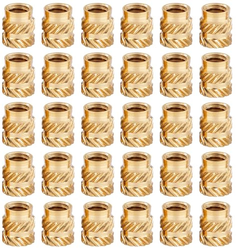 Inserts filetés pour plastique, inserts filetés de 30 pcs 1/4, écrou en laiton, insert de chaleur pour composants d'impression 3D et pièces en plastique