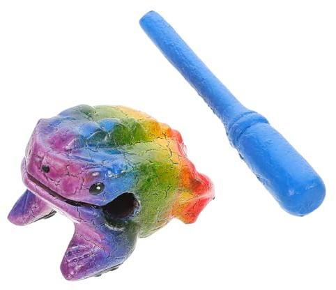 Toddmomy Bunter Hölzerner Frosch Rasp Instrument Kleines Handperkussionsspielzeug für Kinder und Erwachsene Klarer Klang Robustes Musikspielzeug für Orff Unterricht und Live Auftritte
