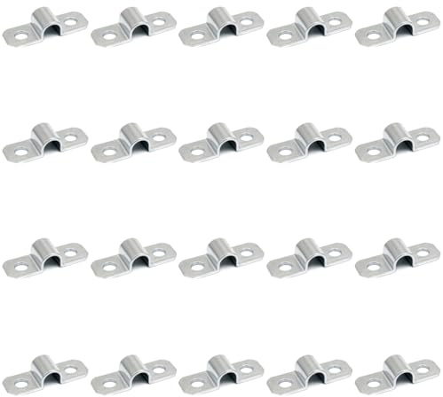 wilcractk Abrazaderas Para Tubos de Acero Inoxidable, Soporte en U de 10 mm con Doble Orificio, 20 Piezas, Abrazadera Tornillo para Montaje de Cables y Tuberías en Pared