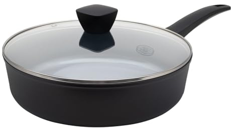 Be Living Delight Schmorpfanne mit Deckel – Ø 28 cm, Sauté Pan, Hoher Rand, Non Stick Keramik, Antihaft, Induktion, Ohne ptfe und pfoa, Schwarz