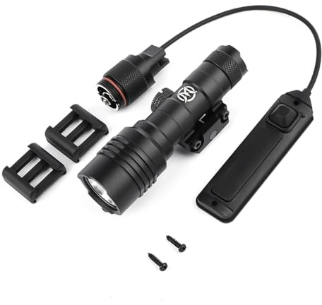 QIRUIMY PR Rail Mount Tactical Flashlight, 600 Lumens Light Strobe LED Torch for 20mm Picatinny Rail System