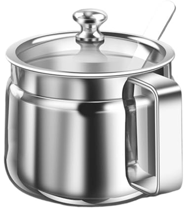 Genérico Tazón Para Azúcar,Recipiente de Acero Inoxidable de 500 ml | Dispensador de Ghee con Tapa y Cuchara,Para La Cocina El Hogar El Bar Té Azúcar La Sal Los Condimentos Y La Cocina