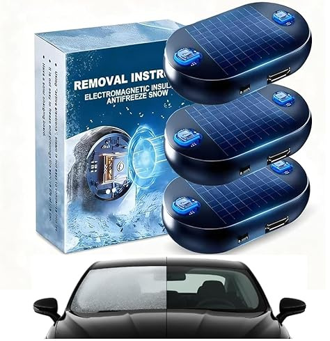 Anti-Freeze Electromagnetic Car Snow Removal Device,Electromagnetic Wave Anti Freezing and Snow Removal,Portable Kinetic Molecular Heater,Defroster for Car Windshield,Antifreeze Device (3PCS)