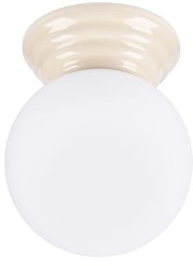 SOLLUX lighting Deckenlampe Deckenleuchte - Deckenstrahler glasierte Keramik Glas - 1 Flammig - LED Lampe Glühbirne - Beige Zori