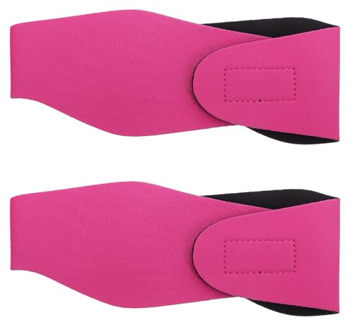 TOYANDONA 2Pcs Waterproof Swimming Ear Bands for Adults Women, Neoprene Swim Ear Protectors Headband for Swimming, Yoga, Diving, and Water Sports, Medium Rose Red