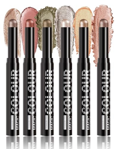 Eyeshadow Stick, 6 färger glitter grädde ögonskuggspenna, högpigmenterad ögonskuggspenna Crayon set, vattentät och hållbar ögonmakeup-set, krämig ögonskuggpencil, sminkpenna, verktyg