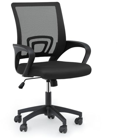 MoNiBloom Mesh Office Chair, Ergonomic Computer Chair for Adults, Rolling Swivel Mid-Back Desk Chair with Lumbar Support, Comfy Armrest for Home Office, Gaming, Black