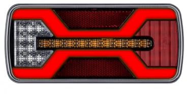 UNITRAILER KAMAR LED Rueckleuchte X-SPIDER L2425 universal links oder rechts 5 Funktionen 10 bis 30 V IP67 Lastwiderstand 220 x 100 mm mit 0,24 m Kabel E9 fuer Anhaenger Lkw Abschleppwagen