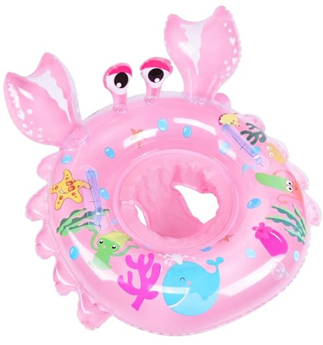 Schwimmring Baby mit Sicherheitssitz – Aufblasbarer Schwimmring für Kleinkinder, PVC Schwimmtrainer mit Griff, Kick-Lernhilfe, inkl. Reparaturflicken, für Alter 6–36 Monate, Rosa