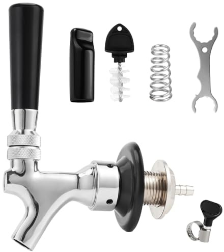 WELLBOM Draft Beer Shank Faucet Kit, 1-1/2'' Beer Shank No Leak | Chrome plated, stainless steel core, beer tap for kegerator with tap brush spanner wrench hose clamp, 1/4'' 3/16'' beer line