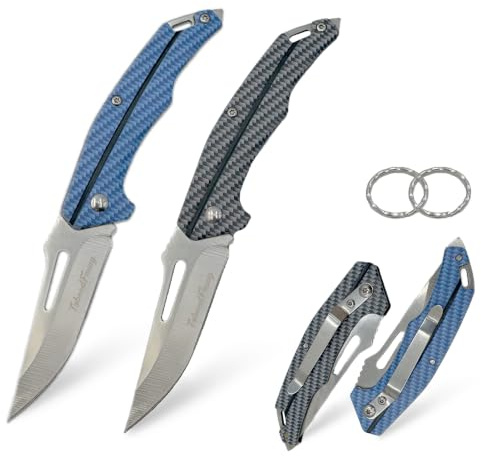 TobeedFnuuy 2 Stück Klein Klappmesser, EDC Edelstahl Taschenmesser, 3Cr13 Mini Klappmesser mit Schlüsselring, Outdoor&Camping&Alltag Geschenk