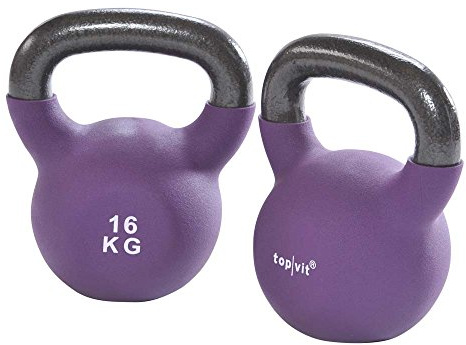 1 x Kugelhantel, top|vit® kettle.bells, Neopren-Hantel, Gewichte, 16,0 kg, lila