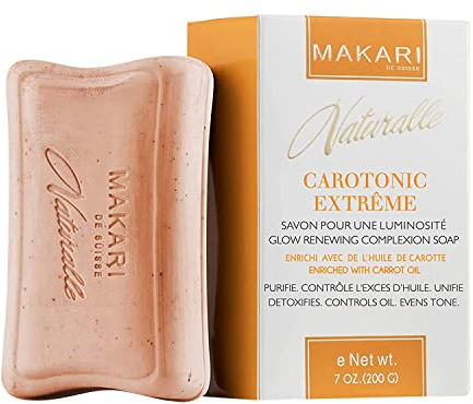 Makari Naturalle Carotonic Savon Éclaircissant (7 oz.) Action anti-âge éclaircissante et exfoliante pour le corps à base d’huile de Carotte – Soins nettoyants et éclaircissants hyperpigmentation.