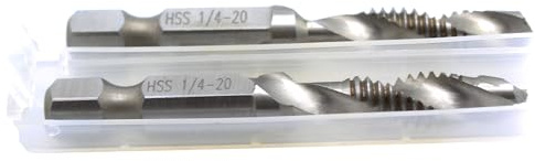 TEMO 2p M2 HSS 1/4-20 Combination Drill and Tap Deburr Countersink Hex Bit