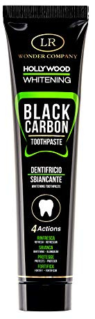 Hollywood Whitening Black Carbon, dentifricio sbiancante al carbone vegetale a basso RDA (indice di abrasione), 75 ml - Wonder Company