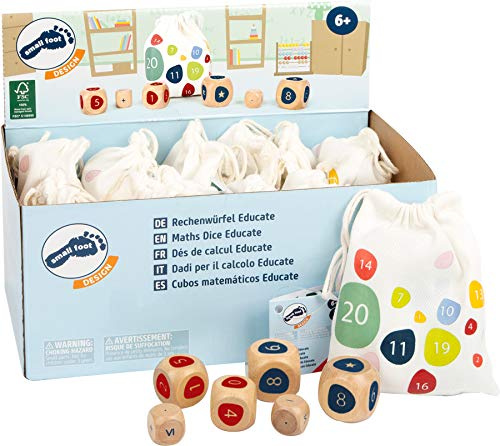 small foot Display Rechenwürfel Educate aus Holz, 12 Stück, Lernspielzeug für Mathe-Fans, ab 6 Jahren, 11368