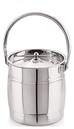 Priya Stainless Steel Apple Milk Can/Milk Barni/Milk Pot/Oil Can (with Lid) - Capacity 1.2 Litre and Diameter - 4.9 inches