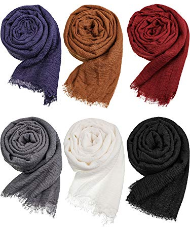 Geyoga Damen Schal Hijab Schal Baumwolle Mischung Falte Schal Wickel Kopftuch für Jahreszeiten (Klassische Farben)