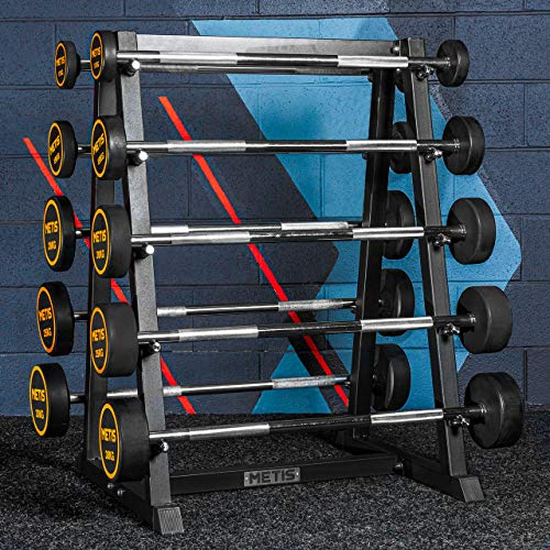 METIS Langhantel Ständer | 400kg Hantel Ständer für Langhantel Sets | Hantel Ablageständer | Fitness Rack & 5X Langhanteln [10kg-30kg] | Langhantel Rack | Hantelablage Langhantel (Hantelständer Nur)