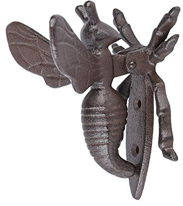 Rivanto® Gusseisen Türklopfer Motiv Biene, Bienenfigur als klassische Türglocke L 8 x B 12 x H 12,5 cm