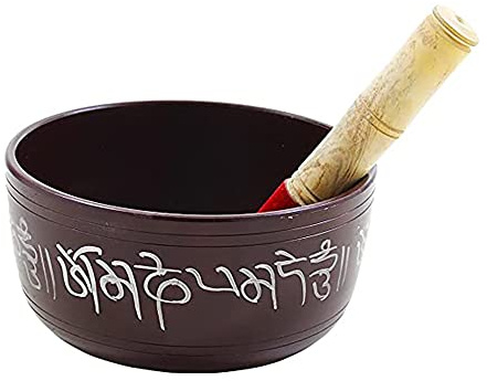 Juego de cuencos tibetanos de metal pintado a mano, instrumento musical grande de 7 pulgadas con mazo de madera para meditación, yoga y curación, Om Mani Padme Hum Peace
