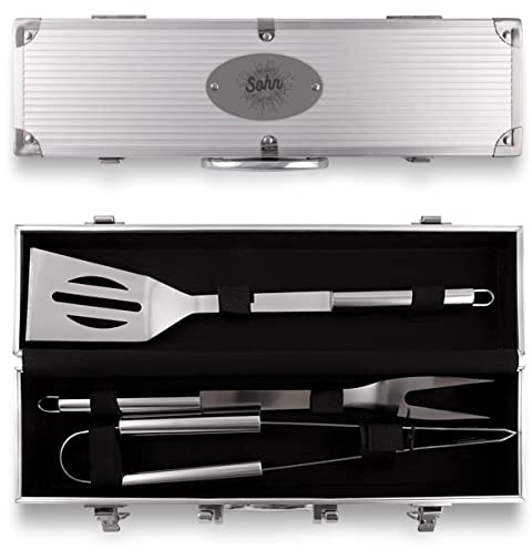 Grillkoffer 3-teilig Grillbesteck Edelstahl Grill Set Geschenkidee - der Beste Sohn der Welt