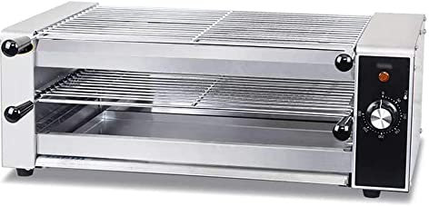 MNSRRN Griglia elettrica Senza Fumo, spiedini elettrici Commerciali a Doppio Strato, Temperatura Regolabile Griglia elettrica con Telaio per Olio, Facile da Pulire